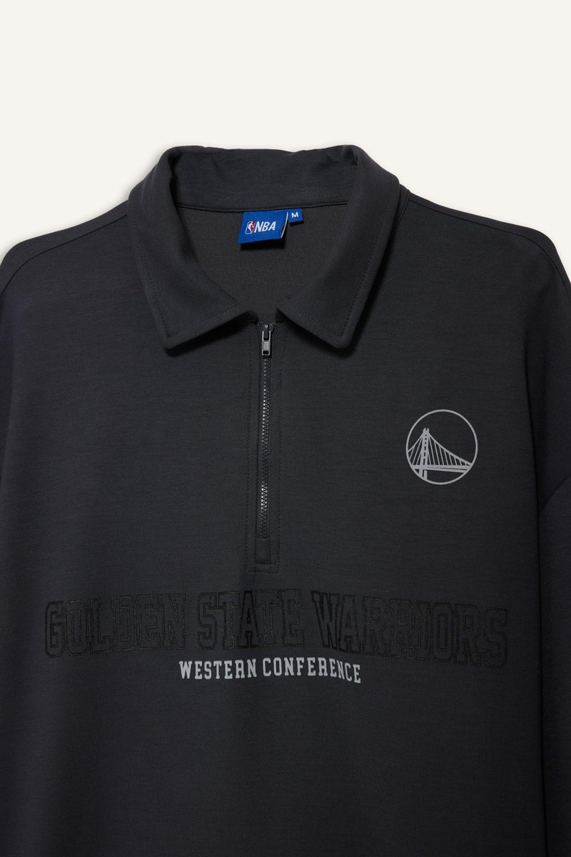 DeFacto Grey Man Boxy Fit NBA Golden State Warriors Long Sleeve Sweatshirt Casual - Image 5
